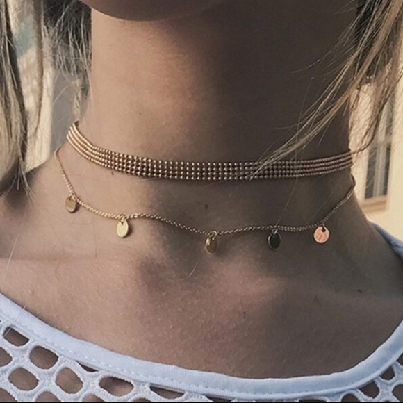 Urban Outfitters Jewelry - 4/$30 Layered Gold Sequin Coin Choker Necklace